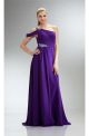 Charming One Shoulder Long Purple Chiffon Beaded Prom Dress