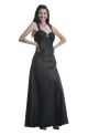 Charming Sweetheart Open Back Long Black Silk Prom Dress With Straps