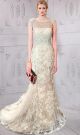 Classy Boat Neck Champagne Lace Evening Prom Dress With Pearls Beading Back