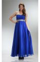 Classy Strapless Empire Waist Long Royal Blue Chiffon Beaded Prom Dress
