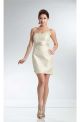 Column Strapless Short Champagne Party Prom Dress With Flowers Sash