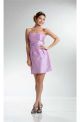 Column Strapless Short Mini Lilac Taffeta Party Prom Dress With Sash