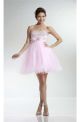 Cute Ball Sweetheart Short Light Pink Tulle Beaded Cocktail Prom Dress