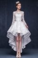 Cute Bateau Neckline Long Sleeve High Low Lace Outdoor Garden Wedding Dress