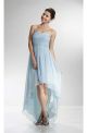 Cute High Low Sweetheart Light Blue Chiffon Ruched Prom Dress