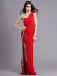 Elegant One Shoulder High Slit Long Red Jersey Beaded Prom Dress