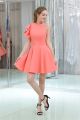 Elegant Open Back Short Coral Ruffle Bridesmaid Party Dress