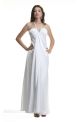 Elegant Sheath Halter Empire Waist Long White Silk Evening Prom Dress