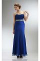 Elegant Sheath Sweetheart Long Royal Blue Chiffon Beaded Prom Dress