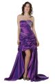 Elegant Strapless High Low Purple Taffeta Ruched Prom Dress Detachable Skirt