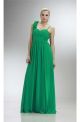 Elegant Sweetheart Long Green Chiffon Ruched Bridesmaid Dress Flower Straps