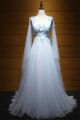 Fairy Princess V Neck Low Back Light Blue Tulle Butterfly Prom Dress