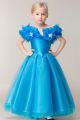 Fairy Tale Ball Gown Off The Shoulder Blue Organa Little Girl Pageant Dress