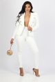 Fashion Gold Button White Pant Suits For Women