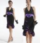 Fashion Halter High Low Black Ruffle Beaded Prom Dress With Bow Sash