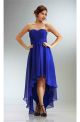 Fashion High Low Strapless Royal Blue Chiffon Bridesmaid Prom Dress