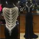 Fitted Sweetheart Sheer Back Black Chiffon Pearl Beaded Prom Dress