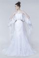 Fitted Trumpet Strapless Vintage Lace Wedding Dress With Cape