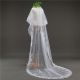 Glitter Two tier White Tulle Lace Sequined Wedding Bridal Cathedral Veil