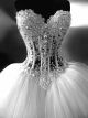 Gorgeous Ball Gown Sweetheart See Through Tulle Pearl Beaded Corset Wedding Dress