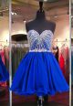 Gorgeous Ball Sweetheart Corset Short Royal Blue Tulle Beaded Prom Dress