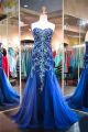 Gorgeous Mermaid Sweetheart Royal Blue Tulle Beaded Prom Dress
