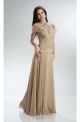 Gorgeous Sheath Long Champagne Chiffon Evening Prom Dress With Beading Jacket