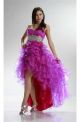 Gorgeous Strapless High Low Fuchsia Organza Ruffle Beaded Prom Dress