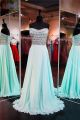 Gorgeous Strapless Long Aqua Chiffon Rhinestone Beaded Prom Dress