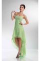 Graceful Strapless Empire Waist High Low Light Green Chiffon Prom Dress