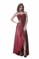 Graceful Strapless Side Slit Burgundy Silk Beaded Prom Dress