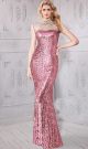 High Neck Keyhole Back Sleeveless Long Pink Sequin Sparkly Evening Prom Dress