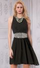 Jewel Neckline Sleeveless Short Little Black Chiffon Beaded Prom Dress