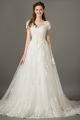 Lovely A Line Illusion Scoop Neckline Tulle Lace Wedding Dress With Sleeves