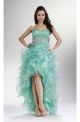 Lovely High Low Sweetheart Aqua Organza Ruffle Beaded Prom Dress