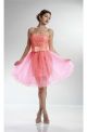 Lovely Strapless Short Coral Sequined Prom Dress With Detachable Skirt