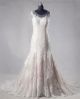 Mermaid Illusion Neckline Champagne Satin Ivory Lace Wedding Dress