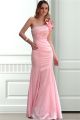 Mermaid One Shoulder Light Pink Taffeta Beaded Formal Occasion Evening Dress