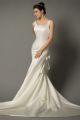 Mermaid Square Neck Backless Ivory Satin Wedding Dress With Bows Buttons