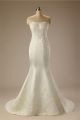 Mermaid Strapless Ivory Satin Embroidery Pearl Beaded Wedding Dress