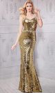 Mermaid Sweetheart Gold Sequin Glitter Evening Prom Dress With Straps