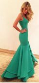 Mermaid Sweetheart Jade Satin Ruffle Prom Dress With Straps