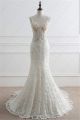 Mermaid Sweetheart Open Back See Through Tulle Lace Beaded Wedding Dress With Straps