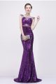 Mermaid Sweetheart Purple Sequin Beaded Evening Prom Dress With Cap Sleeves Straps