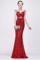 Mermaid Sweetheart Red Sequin Beaded Sparkly Evening Prom Dress With Straps