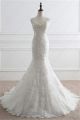 Mermaid Sweetheart Sheer Back Vintage Lace Beaded Wedding Dress With Buttons