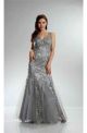 Mermaid V Neck Empire Waist Sheer Strap Gray Tulle Lace Prom Dress