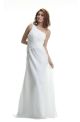 Princess One Shoulder Open Back White Chiffon Ruched Beach Wedding Dress