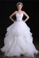 Romantic Ball Gown Sweetheart Organza Ruffle Layered Wedding Dress Corset Back