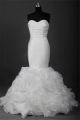 Romantic Mermaid Sweetheart Ruched Satin Organza Ruffle Layered Wedding Dress